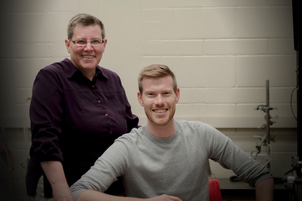Professor Coral Murrant (left) and graduate student Iain Lamb (photo by K. White)